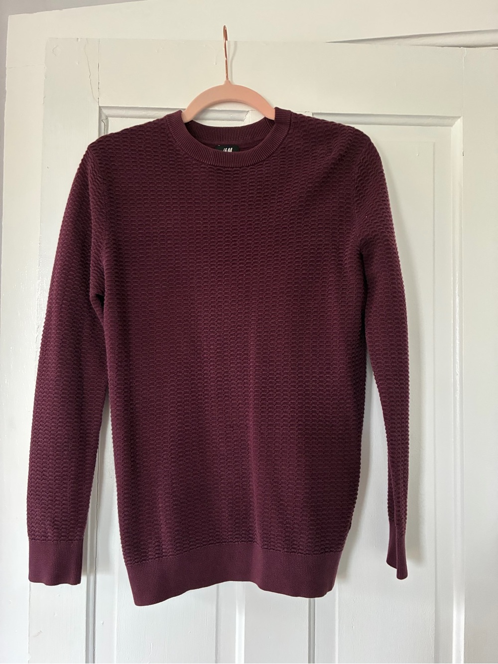 Textured Crewneck Sweater - Burgundy